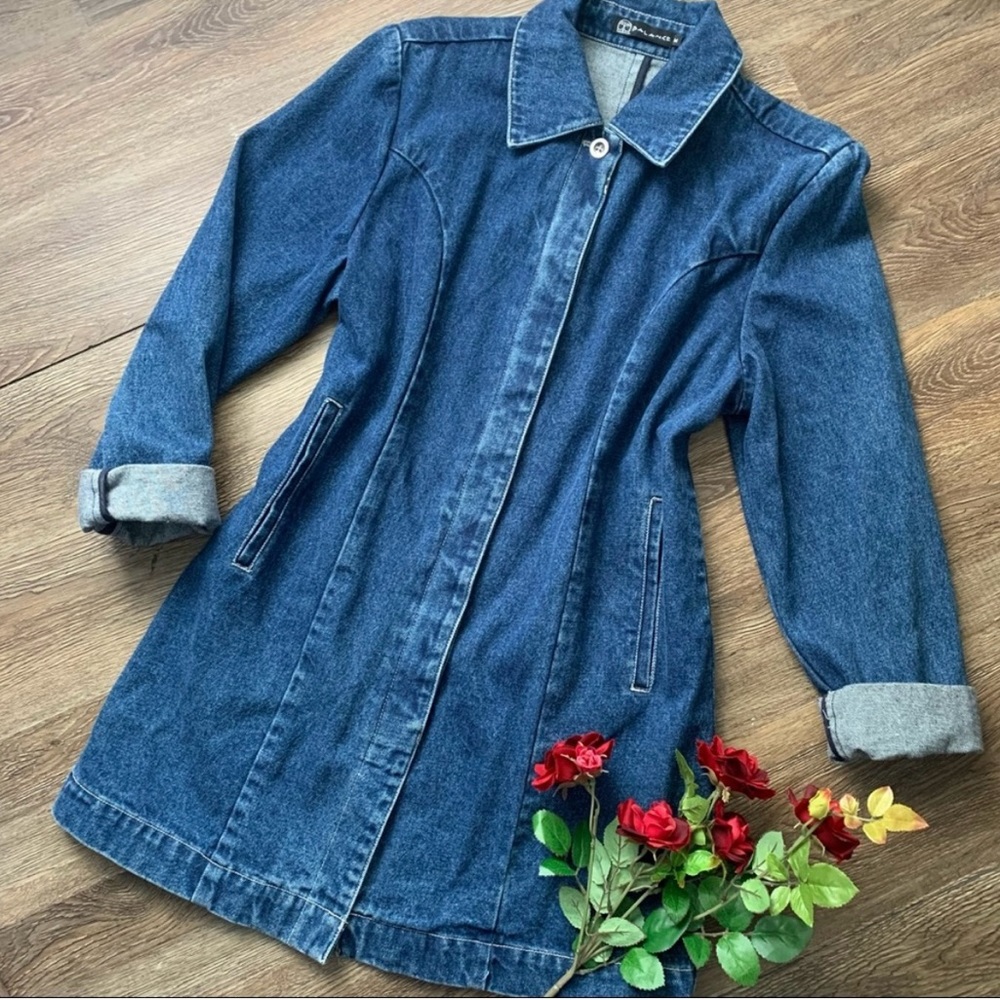 Awesome Vintage Long Denim Jacket